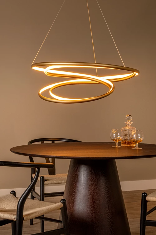 Lucide SARDANA - Hanglamp - Ø 80 cm - LED Dimb. - 1x74W 2700K - Mat Goud / Messing | Premium - sfeer 1